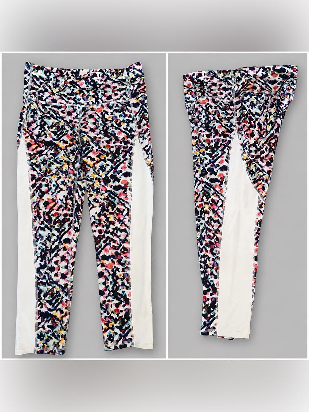 Athleta Chaturanga Capri Leggings Multicolor Abstract Print / Size S